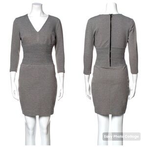 Robert Rodriguez Grey Bodycon V-Neck Fitted Corset Mini Dress XS / 2